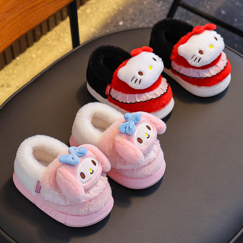儿童棉鞋秋冬幼儿园女童可爱美乐蒂女孩保暖室内外毛毛包跟棉拖鞋,淘宝优惠券,粉丝福利购,淘宝优惠卷