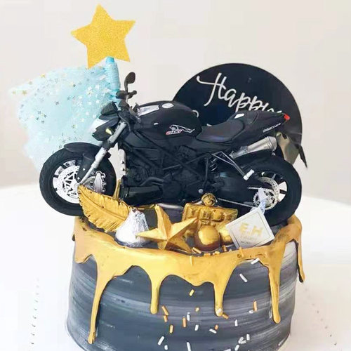 父亲节蛋糕装饰摩托车摆件烘焙配件仿真父亲男友男神生日机车模型 - 图2