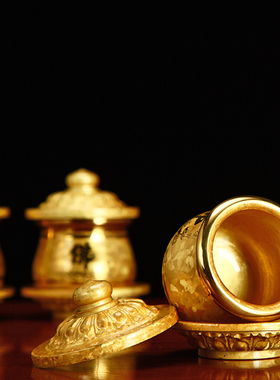 台湾佛前供水杯纯铜佛字心经结晶