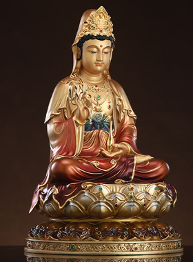 圆通纯铜坐莲观音菩萨佛像