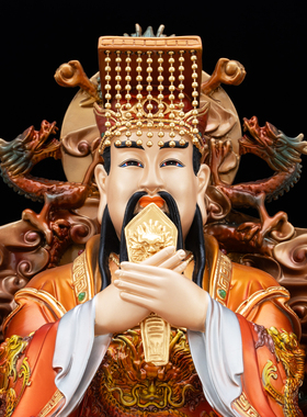 纯铜丹彩九龙九凤玉帝王母神像