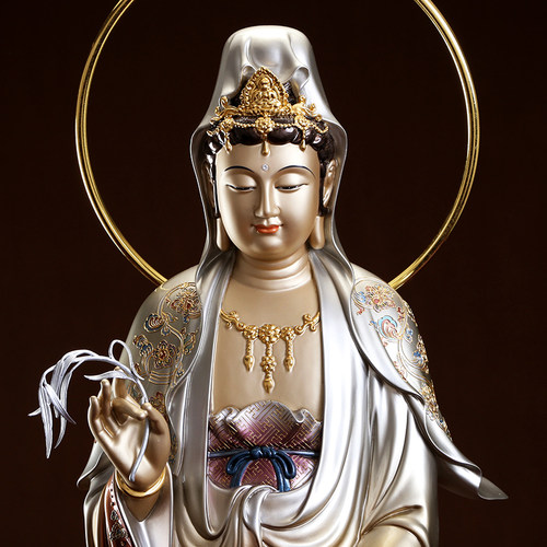 纯铜观音菩萨佛像家用供奉南海观音金童玉女善财童子善财龙女摆件 - 图0