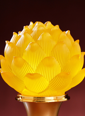 水琉璃琥珀莲花烛灯一对家用