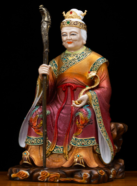 纯铜鎏金土地公公土地婆婆家用