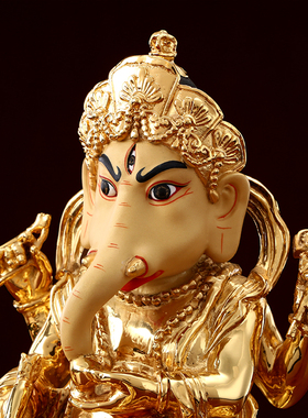 纯铜鎏金泰国象鼻财神密宗佛具