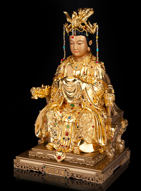 纯铜泰山奶奶碧霞元君神像摆件