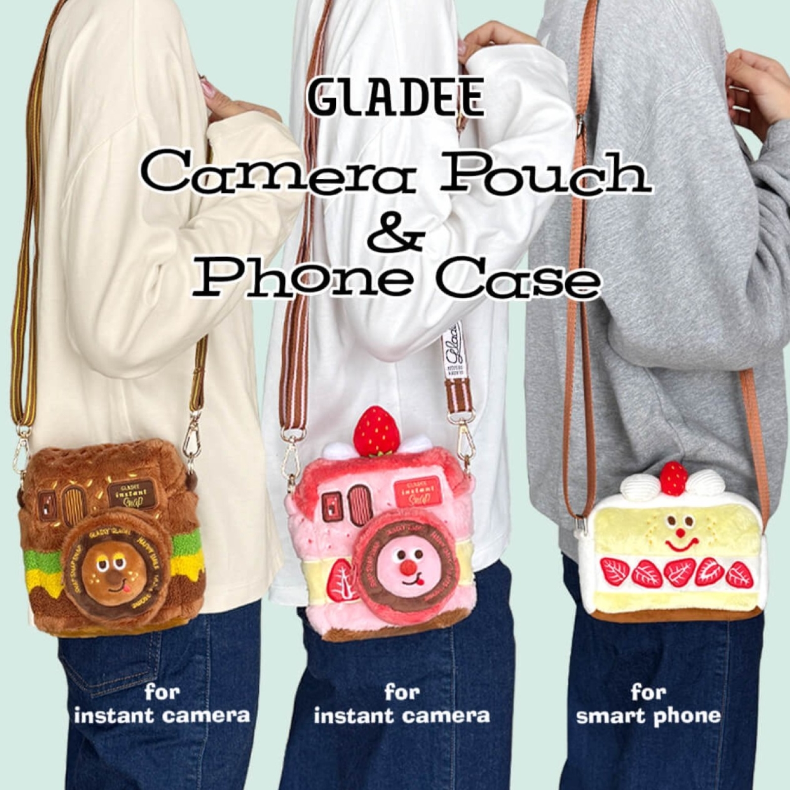 复古拍立得造型相机包毛绒手机CCD斜挎包日本GLADEE原创幽默设计 - 图3