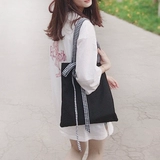 Классическая сумка на одно плечо с бантиком, тканевый мешок, летний шоппер