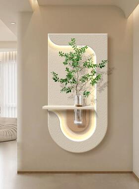 DIY水培绿植砂岩挂画带花瓶3d坚版走廊过道壁灯画入户玄关装饰画