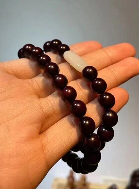 小叶紫檀民族风玉石单双圈手串