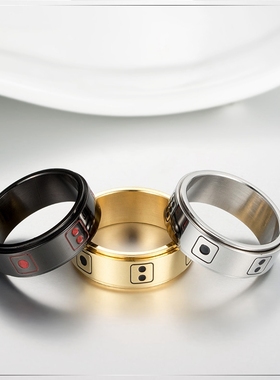 钛钢个性创意可转动骰子戒指