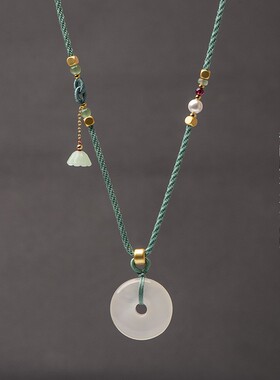 东陵玉莲蓬手工编织项链吊坠挂绳