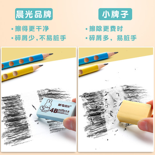 晨光橡皮擦4b米菲卡通橡皮小学生专用擦得干净2b象皮擦儿童创意可爱铅笔像皮擦不易留痕的小文具用品学生奖品 - 图1
