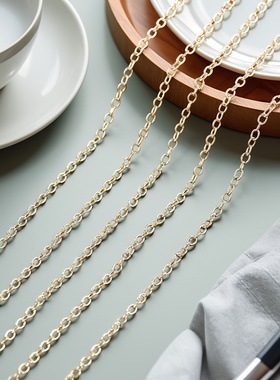 韩国进口超优14k真金电镀手链项链diy材料保色经典o字链简约百搭