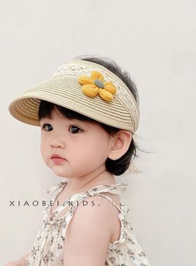 儿童草帽女孩帽子男童空顶帽夏凉帽女童遮阳防晒帽宝宝太阳帽草帽
