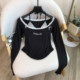 Pure wish style high quality fake two piece bottoming shirt