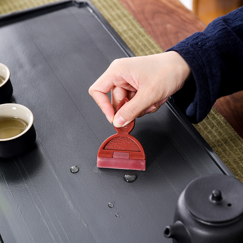 乌金石排水干泡两用茶盘家用茶托茶台石板现代简约单层沥水托盘-图1