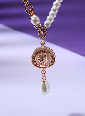 msou珍珠女项链金币女王
