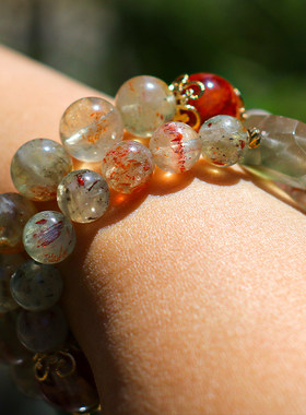 天然金箔阿鲁沙共生水晶手链  0318春分节专属