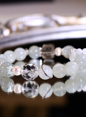 天然月光绿发晶魔方手链情侣送礼掌柜原创设计定制首饰 春分活动