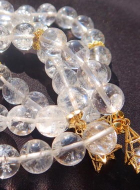 原创设计透体白矖水晶手链