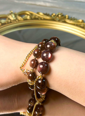 焦糖云母阿斯特里亚满月水晶手链