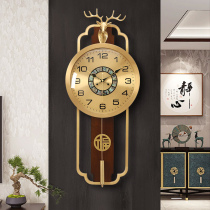 New Chinese brass hanging bell household living room clock decoration clock Winner calendar table hanging wall light and luxurious silent quartz clock