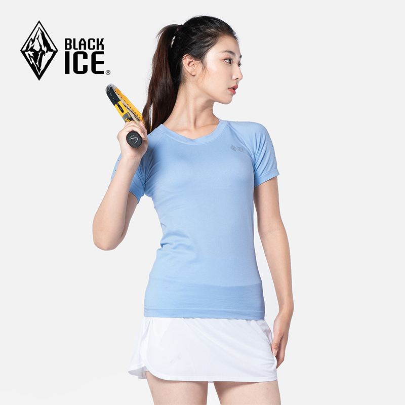 黑冰运动T恤女春夏季薄款透气跑步短袖百搭修身抗菌亲肤圆领3351 - 图2
