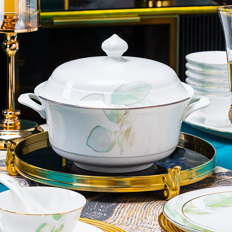 Набор посуды Jingdezhen из керамики при высокой температуре 2025 года, набор посуды для дома в стиле легкой роскоши, перенос подарков, фарфор, керамика, тарелки, палочки