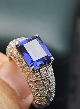高级感设计蓝宝石l男士戒指