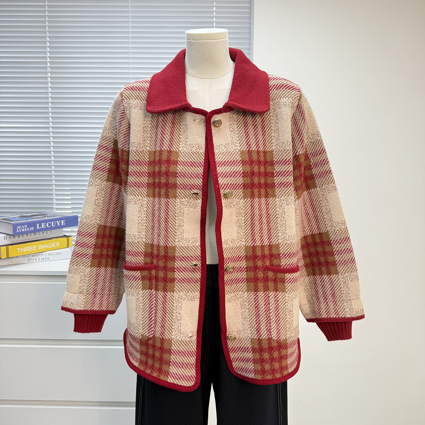 妈妈装秋冬季格子外套衣女中老年时尚女装针织毛衣宽松大码上衣服 - 图2