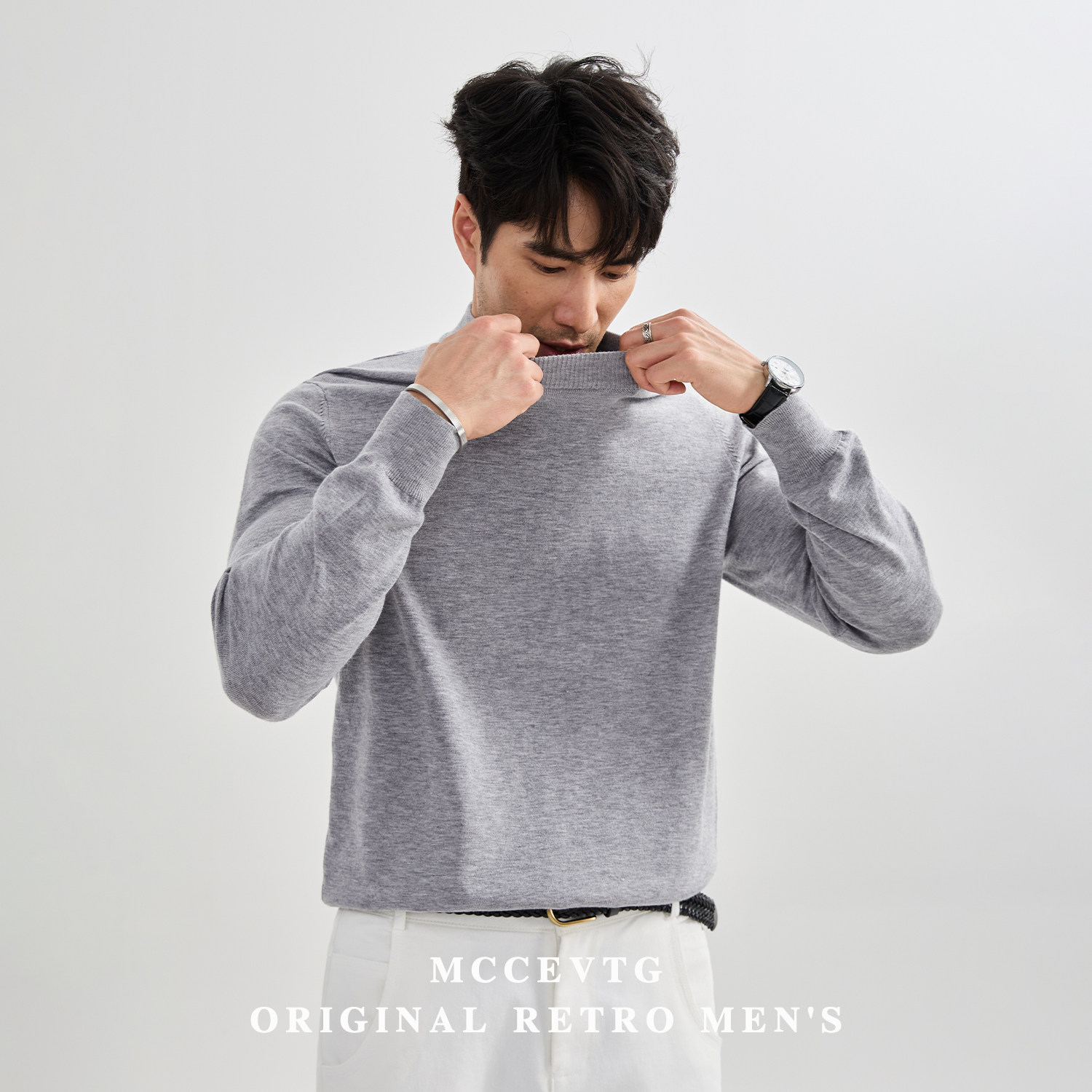 MCCEVTG纯色保暖 羊毛混纺半高领毛衣男黑色长袖休闲针织衫冬季,淘宝优惠券,粉丝福利购,淘宝优惠卷