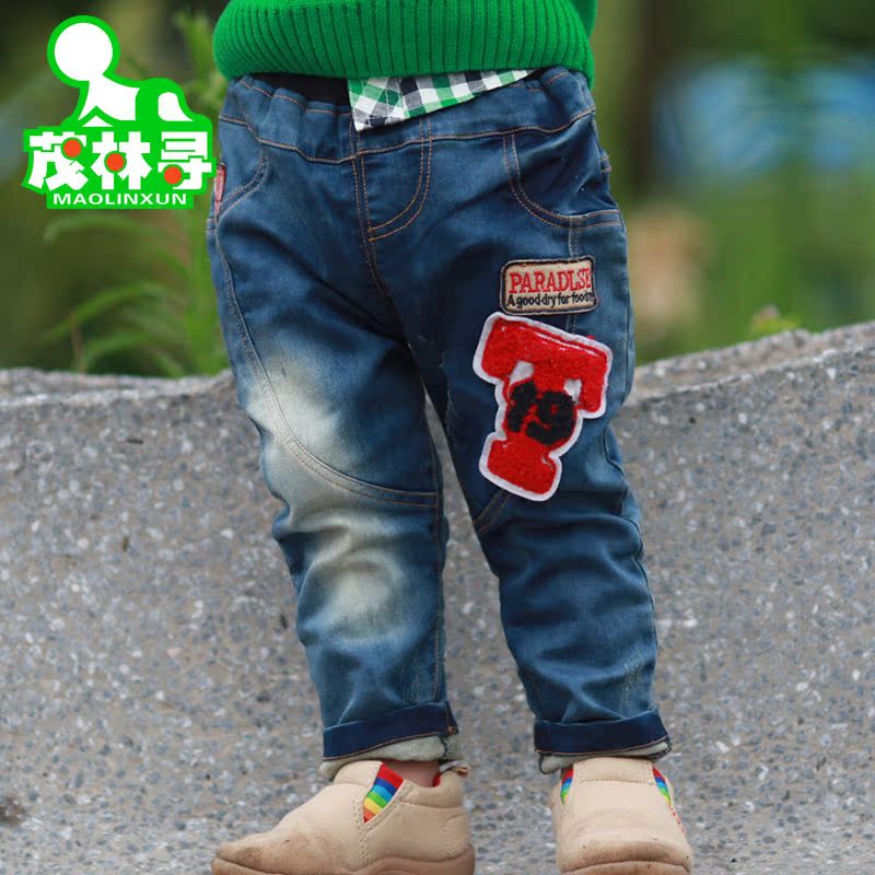 SISAVE 1-6 Years Boys Plush Jeans Baby Winter Cotton Casual Pants Children Thickened Trousers