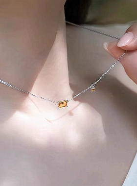 通勤风几何黄水晶细链锁骨链