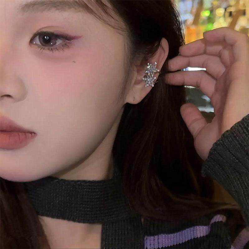 铜镀真金仿水晶五芒星耳骨夹可调节轻奢日常通勤甜酷风精致耳饰女,淘宝优惠券,粉丝福利购,淘宝优惠卷