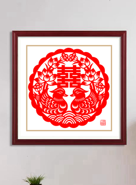 非遗纯手工喜字鸳鸯剪纸窗花