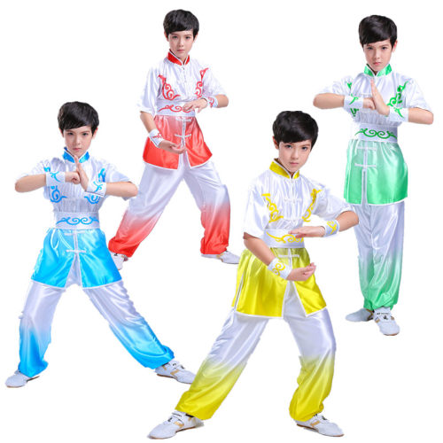 儿童武术服长短袖演出服训练服男女童真丝太极服装练功服比赛服装 - 图3