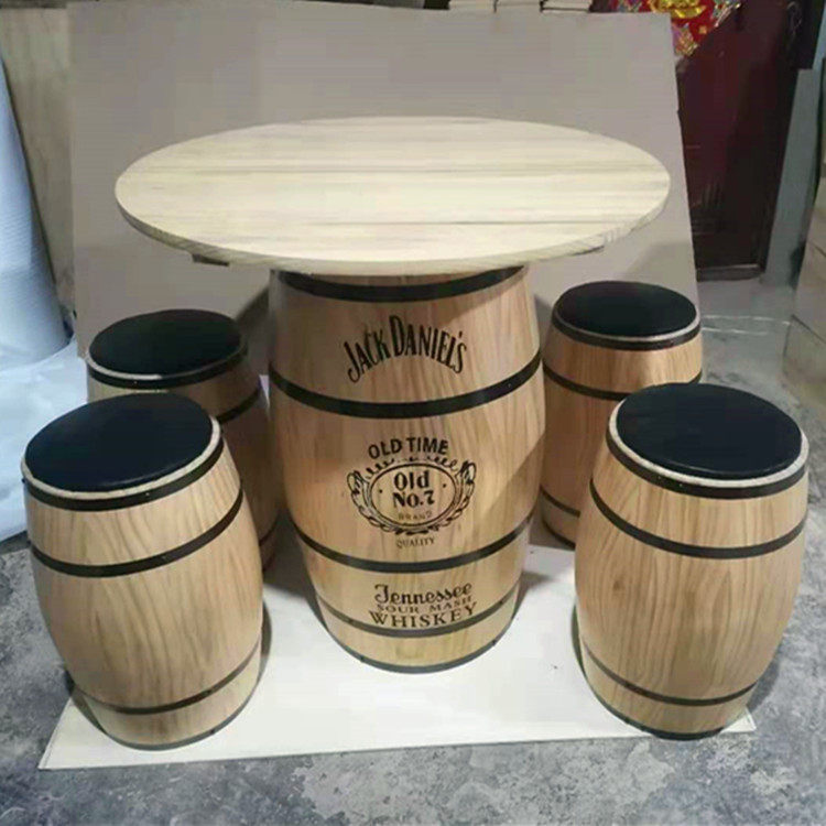 装饰酒桶橡木桶欧美风桌子小凳子餐桌板凳椅子桌凳实木凳雅林木韵 - 图0