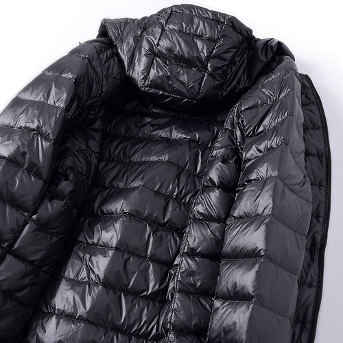 男士中长款轻薄款连帽羽绒服秋冬季轻便白鸭绒衣大码宽松休闲外套 - 图2