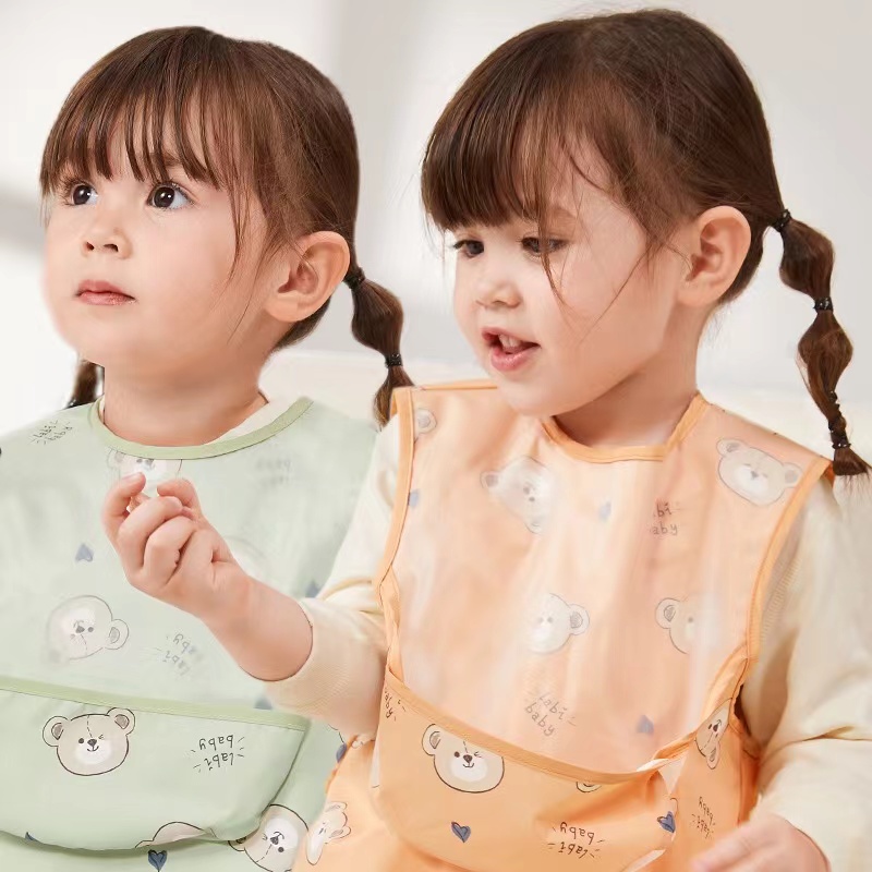 Waterproof and dirt-proof children's bib with clothes worn inside out