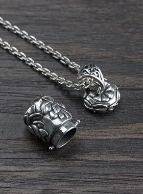 空心可放护身符纯银装东西嘎乌盒