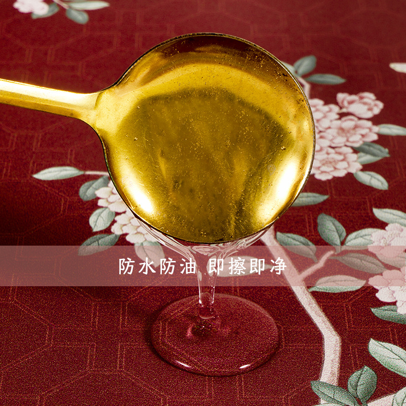 喜庆红色皮革桌垫防水防烫防油免洗茶几垫红色喜庆餐桌桌面保护垫 - 图2