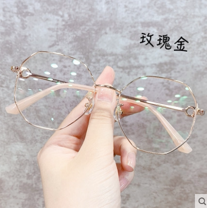 复古多边形近视眼镜框架女韩版潮可配有度数大圆脸显瘦素颜眼睛男 - 图2