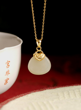 天然和田玉心形吊坠纯银项链玉石