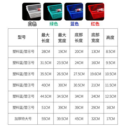 菜篮子塑料筐长方形沥水篮框子洗菜小大号商用水果幼儿园加厚收纳 - 图2