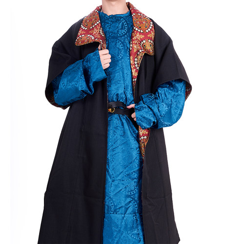 惜物国风 唐制汉服唐风织锦天王狩猎图唐横接襕袍唐代缺胯圆领袍 - 图2