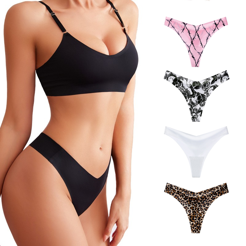 3条装高开叉丁字裤女日常穿显腿长细边冰丝一片式无痕健身内裤女,淘宝优惠券,粉丝福利购,淘宝优惠卷