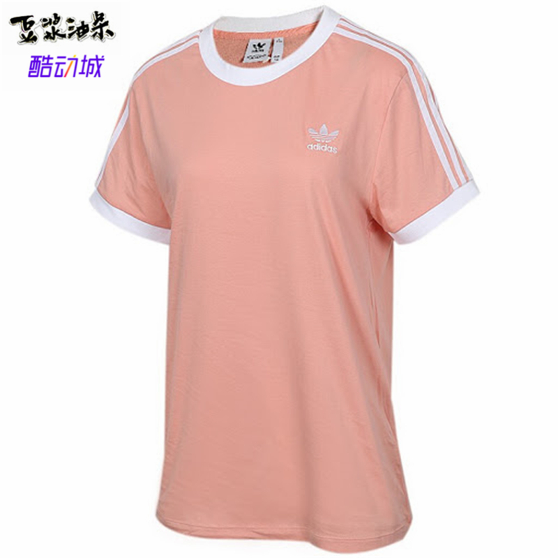 ADIDAS三叶草樱花粉女经典纯棉短袖T恤小红书DV2583GI7624FM3320