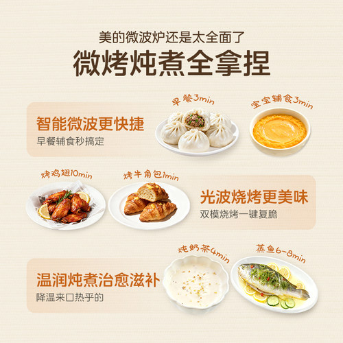 政府补贴换新美的微波炉家用小型平板微烤一体烤箱官方正品L201B - 图0