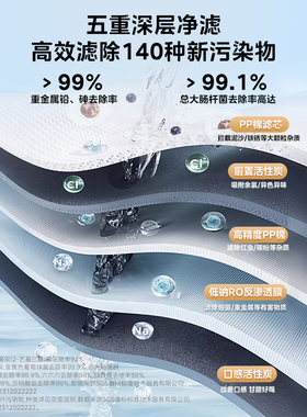美的0阻垢剂净水器家用直式反渗透前置过滤器玲珑MAX1000G